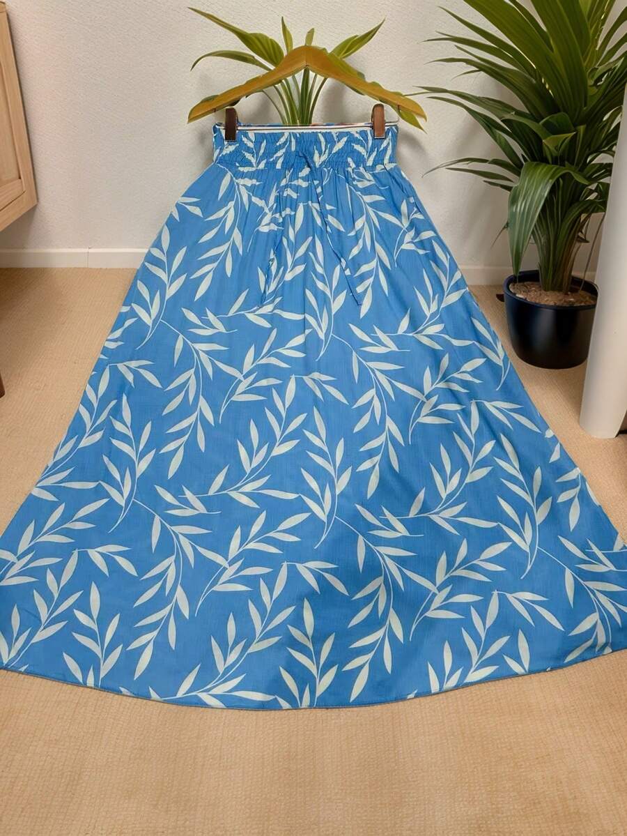 Steve Store Women's Fashion Viscose Fabric Skirt With Lining, Has Pocket And Slit On The Sides - 淺藍色 - 查看 1