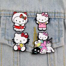 Sanrio Set de 4 piezas de pines esmaltados lindos, insignias para solapa, broches para mochilas, mujeres, ropa, regalo, joyería, accesorios de moda