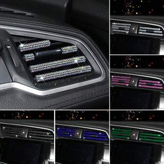 1 pieza Tira decorativa para rejilla de ventilación de coche, Accesorio decorativo universal para interiores de vehículos con adorno de rhinestone para abocetar en la rejilla de aire acondicionado