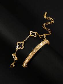 1 Set Of 2 Minimalist Fashion Bracelets Set, Suitable For Daily Wear