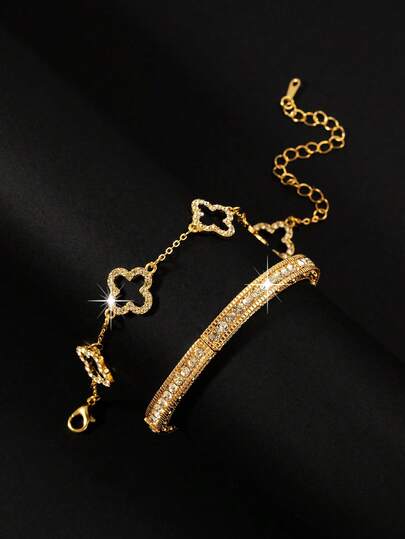1 Set Of 2 Minimalist Fashion Bracelets Set, Suitable For Daily Wear