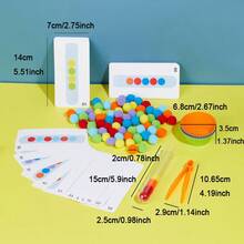 1 Set Pom Pom Sorting Tubes Color Matching Toys, Children Colorful Plush Ball Card Pairing Educational Toys, Color Recognition, Focus, Fine Motor Skills Development - Multicolor - View 4