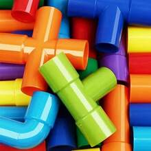 30pcs Water Pipe Building Block Puzzle Toy For Kids , Random Color Assembly Toy, STEM Children's Creative Pipe Building Block Set, Wheel Sensory Toy, Suitable For Boys And Girls Over 3 Years Old - Multicolor - View 3
