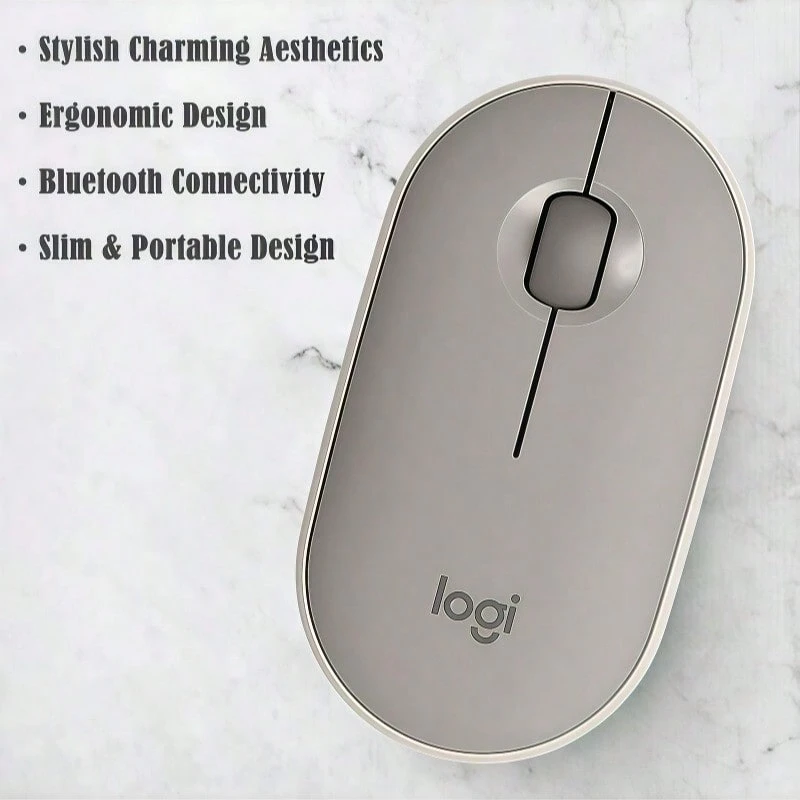 Logitech [Pebble Pebble Mouse] Wireless Bluetooth Ultra-Thin Silent Mouse, Compatible With Apple Mac/IPad, One-Key Multi-Device Switching, High Quality For Office, Home, Coffee Shop, Mobile Work - Grey - View 1