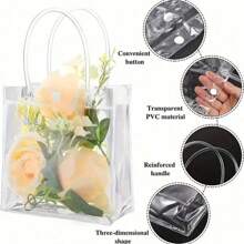 24/5Pcs Clear Waterproof Party Gift Wrap Tote Bag Reusable Dried Flower Doll Storage Ornaments Wedding Birthday Party Craft Boutique Tote Bags Home Office Decor Storage