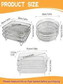 Juego de accesorios para freidora de aire de acero inoxidable - Apilable, apto para lavavajillas para hornos y freidoras, perfecto para hornear saludable en vacaciones