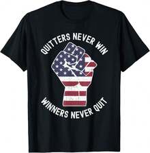 La camiseta con cita motivacional "Quienes renuncian nunca ganan y los ganadores nunca renuncian", negra, talla Pequeña - Negro - Ver 1