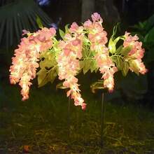 1 件太阳能紫藤花灯，户外照明太阳能庭院灯，太阳能草坪灯花园装饰灯，花园通道照明 | 充满活力的花卉设计 | 太阳能充电灯 - 彩色 - 查看 13