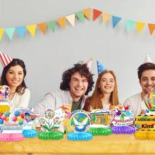 Juego de 9 piezas Decoraciones para la fiesta de confirmación, Centros de mesa de panal de colores alegres para confirmación, Decoración de mesa de confirmación para fiesta de crecimiento, Decoración de papel de panal de confirmación para niños y niñas