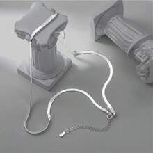 Stainless Steel Blade Chain Hip-Hop Flat Women's Titanium Steel Necklace Simple And Elegant - Bạc - Xem 3