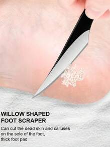 2pcs/Set Professional Stainless Steel Foot Care Set - Fashionable Black Handle, Including Sharp Exfoliating Knife And Smooth Foot Scraper, Fragrance Free, Very Suitable For Home And Salon Use
