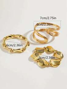 3pcs/Set Y2K Exaggerated Open Metal Bracelets, CCB Material Bracelet Set, Suitable For Daily Wear, Parties, And Gifts For Friends