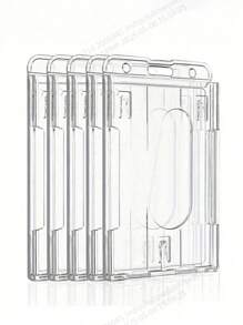 2 Stücke Ausweishalter aus hartem Kunststoff, klare ID-Karten-Ausweishalter und Visitenkarten-Halter mit praktischem Daumenschlitz für 2 Karten, vertikaler/horizontaler Stil, Kreditkarte, Ausweiskarte, für Büromitarbeiter, Feiertage, Jahrestag, Schule, Zuhause und Büro, Schulmaterial, Rückkehr zur Schule