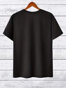 Camiseta de cuello redondo con patrón negro - Negro - Ver 2
