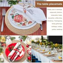 10Pcs Bohemian Round Linen Burlap Dining Table Table Placemat, Tea Cup Plates Mats For, Waterproof & Stain Resistant, Easy Clean, Reusable Coarse Linen Placemats, For Kitchen, Dining Table Decor, Suitable For Wedding, Christmas Dinner Holiday Parties, Birthdays, Countryside Outdoor Dining, All Seasons - Khaki - View 5