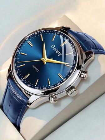 1 件 PU 皮革表带时尚休闲商务条形刻度简约表盘石英手表适合日常佩戴或节日礼物