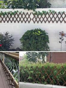1 件木质网格壁挂式可扩展植物花园网格，户外防腐木栅栏，用于攀爬植物，户外空气植物，垂直架墙面装饰，用于房间露台，伸缩实木栅栏围栏 - 彩色 - 查看 6