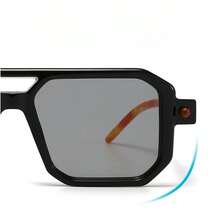 1 件男女通用双桥多边形框架时尚眼镜，复古别致现代风格无度数眼镜，适合街头时尚 - JK-6218 - 查看 3