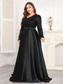 hezixi High Quality Elastic Sequin V-Neck Cover Sleeves With Slim Fit And Fishtail Hem Design, Plus Size Featuring A Solid Elegant And Luxurious Long Dress For Women,Making Women Younger And More Charming,Suitable For Various Parties, Graduations, Weddings, Events And Various Banquets And Dancing Parties,Formal Ball Gown For Women (Deluxe Edition)