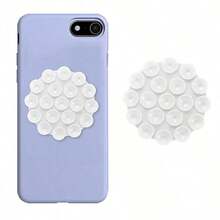 1 Giá đỡ silicon hình tròn di động có keo dính hai mặt với 19 giác hút cho điện thoại/máy tính bảng, dùng cho phòng tắm, nhà bếp, gương - Nhiều màu - Xem 12