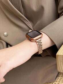 2 件/套兼容 - 玫瑰金金属可拆卸不锈钢表带 + TPU 保护壳（带屏幕保护膜），适合 38 毫米 40 毫米 41 毫米 42 毫米 44 毫米 45 毫米 49 毫米手表系列 1-8、SE、Ultra，送给家人和朋友的理想礼物