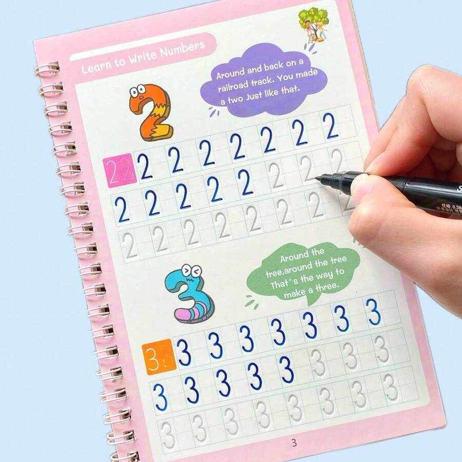 1 Book Of 16 Page Digital Groove Copybook, Digital Letter Calligraphy Practice, Copying Font Learning, And Writing Digital Exercise Book,School Supplies,Back To School