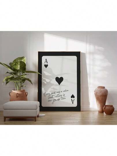 Retro Spielkarten Muster, Wandkunstdruck, Retro Poster, Ästhetisches Poster Ass der Herzen, Positive Botschaft zum Ass, digitale Kunstdruckleinwand Wandkunst für Wohndekor Zuhause, Ferien- und Geburtstagsgeschenk, Bürodekoration arrangierte Kunst
