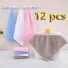 Set de 12 piezas, pañuelos de unicolor súper suaves, toallas cuadradas pequeñas de 30x30cm, de fibra larga de clase A, con diseño de lazo colgante, toallas de mano para la cocina, el jardín de infantes, el regreso a la escuela, el salón de belleza, el hogar y el baño