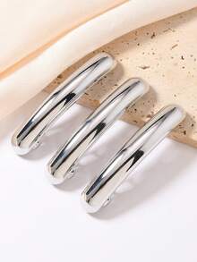 3件套女士优雅金属发夹 Y2K 华丽纯色单线弹簧夹休闲发夹日常马尾夹，爪夹，发卡，发夹，女士发饰，头部饰品 - 金色 - 查看 7