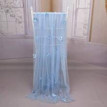 1pc Table Runner, Wedding Veil Beaded Pearl Lace Fabrics Table Decorations, Soft Tulle Tablecloth, For Wedding, Party And Holiday Decor, Table Decor, Home Supplies