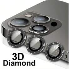 Shiny Lens Film Is Suitable For IPhone 15pro/14plus/13/12/11 Pro Max/Mini IPhone 16 Max /16e/14 Pro Max Accessories, With Metal Ring Protective Case; Camera Lens Cover, High-Definition Tempered Glass, Easy To Install Gift For Birthday, Family, Friends Sparkling Crystal, Lens Protector, Phone Accessories