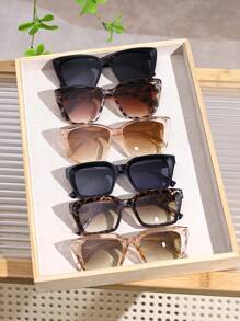 6 قطع نظارات شمسية بإطار بلاستيكي كامل بطراز عين القطة وعدسات مُلونة بطبعة النمر، لطراز البنات الساخن، للاستخدام في الأنشطة الخارجية اليومية والتنزه والشاطئ وملحقات الأزياء