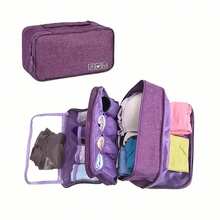 Travel Packing Organizer - Lightweight Oxford Fabric Zipper Storage Bag For Underwear, Socks & Accessories, Compact Multi-Compartment Solution, Purple, Ideal For Luggage & Suitcases, Packing Cube|Versatile Packing Solution|Durable Zipper Closure, Travel Bag Bag For School School Accessories School Stuff