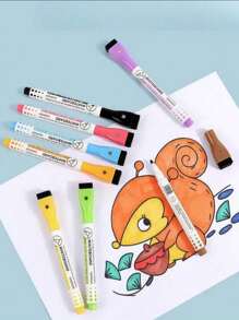8 Stücke/2 Stücke Whiteboard Stift, löschbarer Wasserstift, magnetischer Whiteboardwischer, feine Spitze Malmaler Stift (Nachfüllungen 0,5-1 mm)
