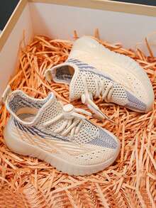 Kids' Breathable Casual Sports Shoes, Recommended For Spring/Autumn Back-To-School Season - Beige - View 4