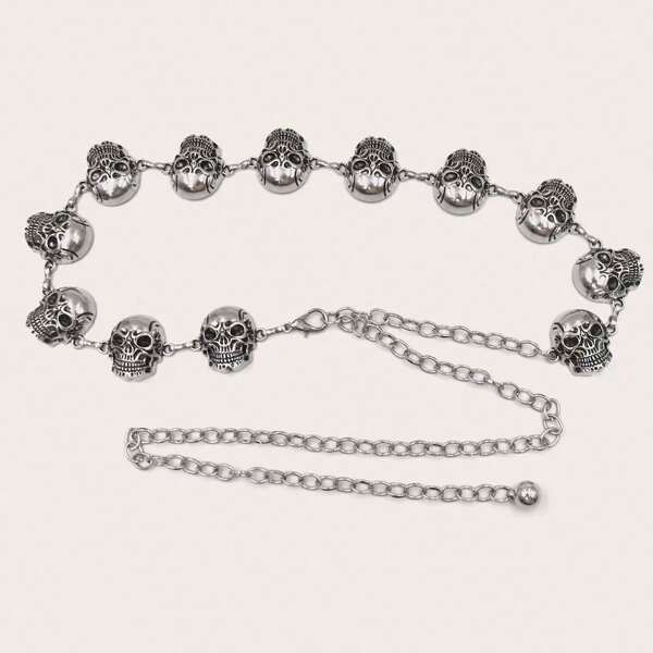 Cadena para la cintura con diseño hueco de estilo de Oriente Medio, de metal con adornos, color blanco, cinturón de cintura versátil tipo bohemio para faldas, vestidos, suéteres, todas las estaciones, ideal para verano