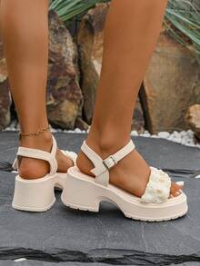 2025 New Fashion Comfortable Chunky High Heel Sandals For Plus Size Women, Suitable For All Seasons, Spring, Summer, Autumn, Winter, Elegant, Sexy, Low Price, Casual, Athletic, Outdoor, Party, Wedding Valentines