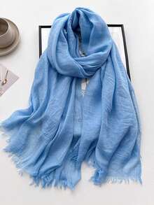 1pc Solid Color Scarf, Women Summer Sunscreen Mid-Length Scarf, Korean Elegant Beach Scarf, Travel Shawl, Large Headdress - QMD602 - View 14
