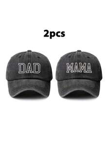 2 件男女通用复古风格爸爸妈妈刺绣镂空棒球帽，可调节休闲帽，非常适合爸爸/妈妈，多功能户外日常穿着礼物 - F - 查看 15