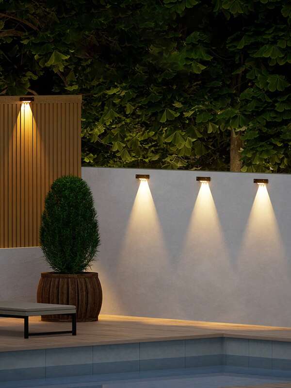 4pcs Mini Solar Wall Lights, 1 LED/2 LED/3 LED/4 LED, 1000 Lumens High Brightness, Solar Power Sensor, Auto On From Dusk To Dawn