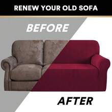 Stretch Sofa Slipcover Couch Covers Dogs Pet Friendly Fitted Furniture Protector Sofa Covers With Non Slip Elastic Bottom For 3 Cushion Couch - Burgundy Red - View 4