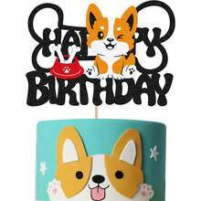 Corgi Dog Cake Topper, Cute Pet Themed Birthday Cake Decorations For Pet Lovers, Party Cake Decorating Supplies