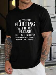 Camiseta divertida y sarcástica para hombre - Camiseta gráfica 'Ligón despistado' - Regalo único para papá - Algodón negro, manga corta - Prenda informal - Exprésate con humor - Negro - Ver 1