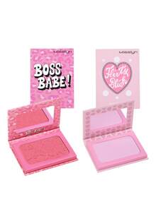 MISSLYN-2 件哑光和闪光粉状腮红套装、Boss Babe 闪光粉状腮红、FLIRTY BIUSH 粉状腮红、腮红粉盘、哑光效果、色素丰富、丝滑配方、1 件腮红盘、闪光腮红、豹纹、初学者友好、色彩幻想腮红、持久、修容、高光、便携尺寸、适合旅行和户外使用、防水防汗腮红、小巧可爱、旅行、高色素