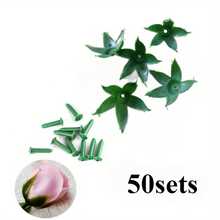 50 Sets Artificial Rose Flower Heads With Plastic Stems, DIY Wedding And Engagement Decor Artificial Flower Accessories, Bouquet Supplies