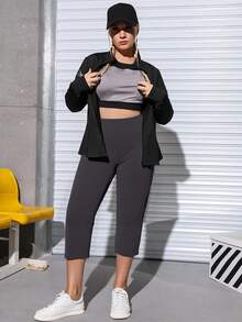 Women's 21" Yoga Capri Pants Straight Leg High Waisted Capri Comfy Pants With Pockets Yoga Workout Casual - 深灰色 - 查看 6