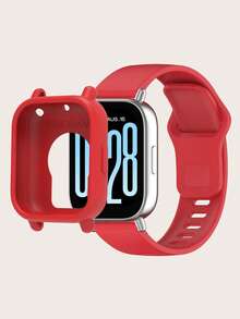 مجموعة 2 قطعة: مجموعة حافظة حماية من السيليكون مقاومة للخدش بلون واحد وسريعة إعادة الاستخدام من السيليكون، قابلة للتوافق مع ساعة Redmi Watch 5 ساعات نشطة وساعات مماثلة أخرى، مناسبة للجنسين