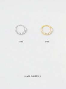 1pc Sterling Silver S925 Rhinestone Nose Ring, Small And Light Piercing Jewelry, Elegant And Simple, Nasal Septum Cartilage Spiral Ear Tragus, Gold And Silver, Suitable For Women's Daily Wear