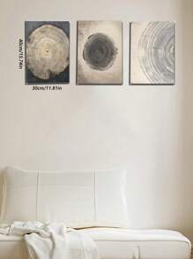 3 piezas de arte de lienzo con anillos de árbol rústicos enmarcados, impresiones de arte de pared con estética vintage minimalista y bohemia para decorar la sala de estar, el dormitorio y la oficina - un regalo perfecto