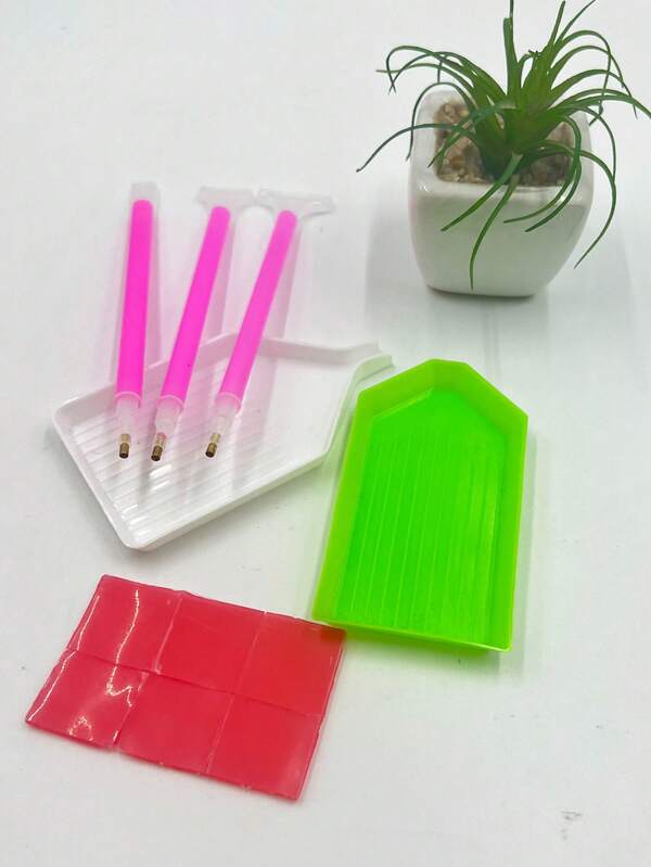 11pcs Diamond Painting Dotting Pen Kit, Adult DIY Craft Dotting Pen, Diamond Painting Dotting Tray, Diamond Painting Glue/Clay, Stress Relief Art Tools, 3-Dot/6-Dot/9-Dot Dotting Pen 1pc Each, Small Green Closed Dotting Tray/Small White Pointed Dotting Tray 1pc Each, 2*2cm Glue 6pcs